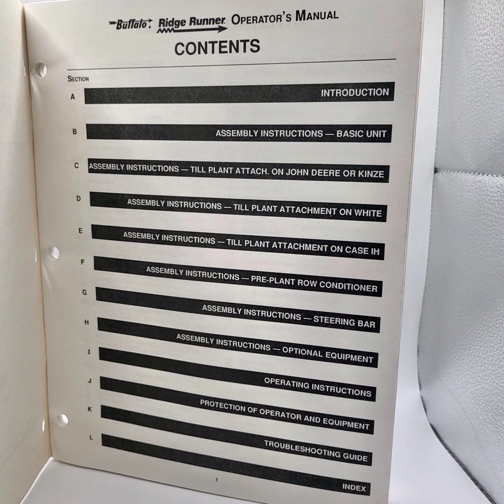 Buffalo, Fleischer Manufacturing 4000, 4100, 4100 Ridge Runner Operators‎ Manual